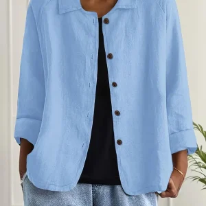 Blouse met knoopsluiting - Lichte damesblazer met kraag