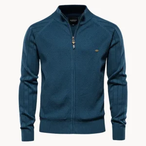 Cardigan met ritssluiting - Fijn gebreide cardigan met volledige ritssluiting voor heren