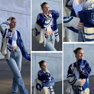 Racer Jacket - Gebreid - Unisex - Oversized Vest - Vest met Ritssluiting