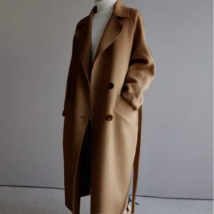 Wintertrenchcoat - Lange oversized wollen overjas voor dames